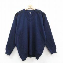 ミリタリー 長袖セーター ヒジ当て ネイビー L | 古着