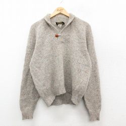 L★古着 長袖 セーター メンズ 90年代 90s ウール ショールカラー USA製 ベージュ他 25nov18