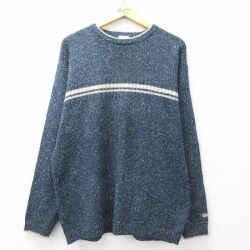 L★古着 コロンビア 長袖 セーター メンズ 00年代 00s クルーネック 紺他 25nov21