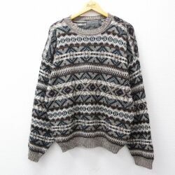 XL★古着 長袖 セーター メンズ 90年代 90s フェアアイル アクリル クルーネック USA製 茶系他【spe】 25nov21