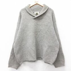 XL★古着 エディーバウアー 長袖 セーター メンズ 00年代 00s 大きいサイズ ウール ショールカラー グレー 25nov21