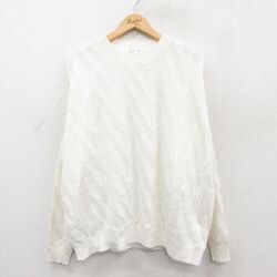 XL★古着 長袖 セーター メンズ 90年代 90s 大きいサイズ クルーネック USA製 白 25nov22