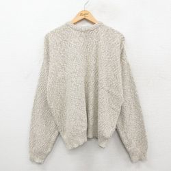 XL★古着 長袖 セーター メンズ 90年代 90s 大きいサイズ コットン クルーネック USA製 薄ベージュ他 25nov25
