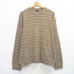 XL★古着 ドッカーズ 長袖 セーター メンズ クルーネック  濃ベージュ系他 25nov26
