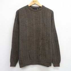 XL★古着 長袖 セーター メンズ 90年代 90s フェアアイル クルーネック USA製 茶 25nov29
