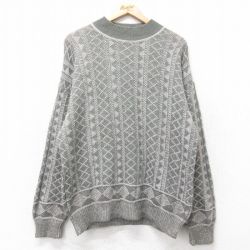 L★古着 長袖 セーター メンズ 90年代 90s モックネック ハイネック イタリア製 グレー他 25nov29