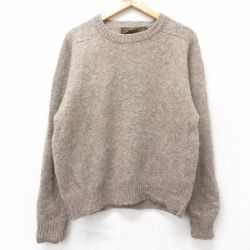 M★古着 エディーバウアー 長袖 セーター メンズ 90年代 90s シェットランドウール クルーネック 茶 霜降り 25nov29