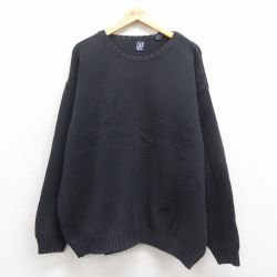 XL★古着 ギャップ GAP 長袖 セーター メンズ 90年代 90s 無地 大きいサイズ コットン クルーネック 黒【spe】 25nov29