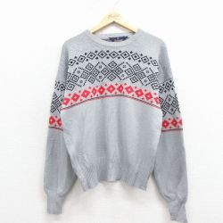 M★古着 長袖 セーター メンズ 90年代 90s クルーネック グレー他 25dec01