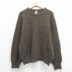 XL★古着 ロンドンフォグ 長袖 セーター メンズ 90年代 90s 無地 アクリル クルーネック USA製 茶他 25dec01