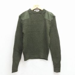 M★古着 長袖 ミリタリー コマンド セーター メンズ 80年代 80s ウール クルーネック USA製 緑【spe】 25dec01