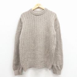 L★古着 エルエルビーン 長袖 セーター メンズ 00年代 00s 無地 ラムウール クルーネック ベージュ 霜降り【spe】 25dec02