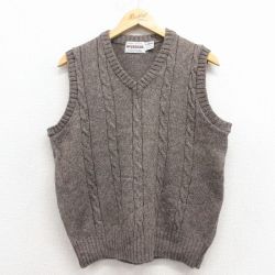 M★古着 マックレガー ケーブル ニット ベスト メンズ 90年代 90s Vネック 濃ベージュ 25dec02