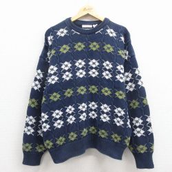 ケーブルセーター 90s ネイビー XL | 古着