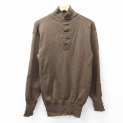 S★古着 長袖 セーター メンズ 80年代 80s ミリタリー ウール USA製 茶 25dec03