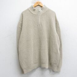 XL★古着 オールドネイビー OLD NAVY 長袖 ハーフジップ セーター メンズ 00年代 00s 無地 大きいサイズ コットン ベージュ 25dec05