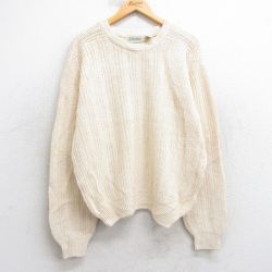 XL★古着 セントジョンズベイ 長袖 セーター メンズ 90年代 90s ラグラン クルーネック 生成り 25dec11