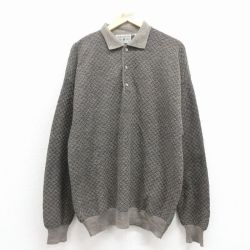 XL★古着 長袖 セーター メンズ 90年代 90s メリノウール イタリア製 グレー 25dec11