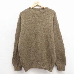 M★古着 カベラス 長袖 セーター メンズ 90年代 90s 無地 ウール クルーネック USA製 茶 25dec11