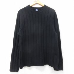 L★古着 ギャップ GAP 長袖 セーター メンズ 00年代 00s ラムウール クルーネック 黒 25dec12