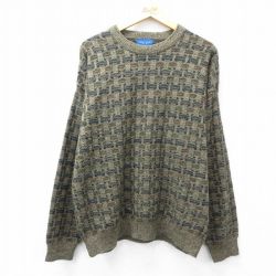 XL★古着 タウンクラフト 長袖 セーター メンズ 90年代 90s アクリル クルーネック 茶系他 25dec16