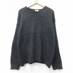 L★古着 ジェイクルー 長袖 セーター メンズ 90年代 90s ウール Vネック 黒 25dec18