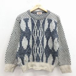 S★古着 TUNDRA 長袖 セーター メンズ 90年代 90s クルーネック 紺 25dec18