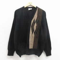 L★古着 長袖 セーター メンズ 90年代 90s イタリア製 黒 25dec18
