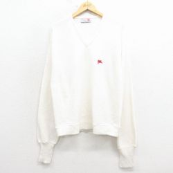 M★古着 モンゴメリーワード 長袖 セーター メンズ 80年代 80s モービルガス アクリル Vネック 白 25dec18
