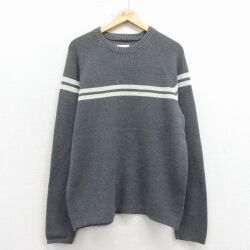 M★古着 オールドネイビー OLD NAVY 長袖 セーター メンズ コットン ラグラン クルーネック グレー 25dec19