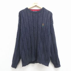 【20%OFF】ラルフローレン 90s 長袖セーター ワンポイントロゴ ネイビー XL | 古着