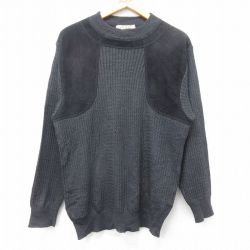 M★古着 長袖 セーター メンズ 80年代 80s ウール カシミア カシミヤ クルーネック イタリア製 黒他 25dec23
