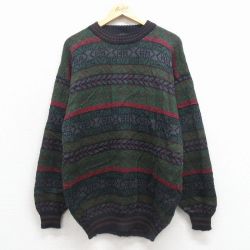 M★古着 長袖 セーター メンズ 00年代 00s フェアアイル アルパカ 緑他 25dec25
