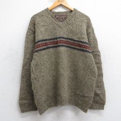 L★古着 アバクロンビー 長袖 セーター メンズ 90年代 90s ウール Vネック ベージュ 25dec26