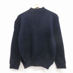 S★古着 長袖 セーター メンズ 70年代 70s ミリタリー ウール クルーネック USA製 紺 25dec26