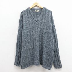 XL★古着 エルエルビーン 長袖 セーター メンズ 90年代 90s 大きいサイズ Vネック USA製 紺 霜降り【spe】 25dec27