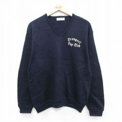L★古着 長袖 セーター メンズ prospect pep club レーヨン Vネック 濃紺 25dec27