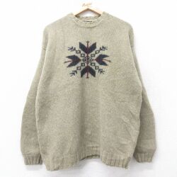 アバクロンビー&フィッチ 90s 長袖セーター 雪柄 ベージュ XL | 古着
