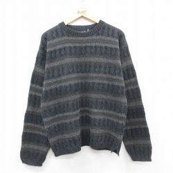 ケーブルセーター 90s 手織り グレー M | 古着