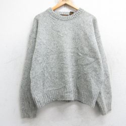 XL★古着 エディーバウアー 長袖 セーター メンズ 90年代 90s 無地 ウール クルーネック グレー 26jan16