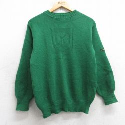 S★古着 ブラー二ー 長袖 セーター メンズ 80年代 80s クローバー ウール クルーネック アイルランド製 緑 26jan16