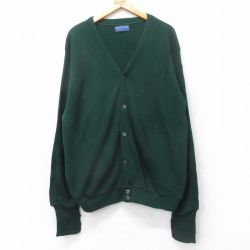 L★古着 ジャンセン長袖 ニット カーディガン メンズ 90年代 90s 緑 26jan20
