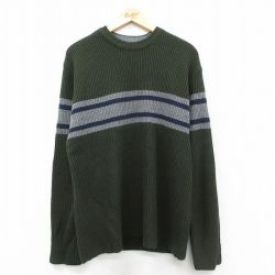 L★古着 エアロポステール 長袖 セーター メンズ 00年代 00s アクリル クルーネック 濃緑他 26jan26
