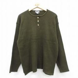 L★古着 エアロポステール 長袖 セーター メンズ 90年代 90s コットン ヘンリーネック 緑 26jan26