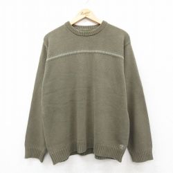 XL★古着 ティンバーランド 長袖 セーター メンズ 00年代 00s ワンポイントロゴ コットン 緑 26jan29