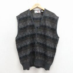 XL★古着 ニット ベスト メンズ 90年代 90s イタリア製 グレー系他 26feb02