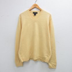 L★古着 ブルックスブラザーズ 長袖 ブランド セーター メンズ 00年代 00s ラムウール Vネック 黄26feb03