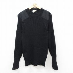 M★古着 長袖 コマンド セーター メンズ 90年代 90s ヒジ当て ウール クルーネック イングランド製 黒【spe】26feb03