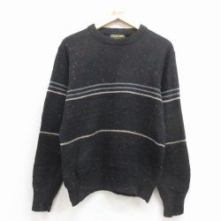 S★古着 バンヒューセン 長袖 セーター メンズ 80年代 80s クルーネック 黒 26feb07