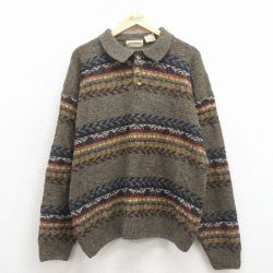 L★古着 セントジョンズベイ 長袖 セーター メンズ 90年代 90s 襟付き ベージュ 26feb07